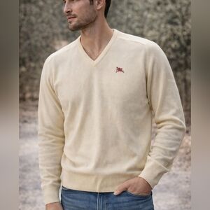 Vintage Pine State Mobile Gasoline Company Light Yellow  Sweater Mens Womens‎